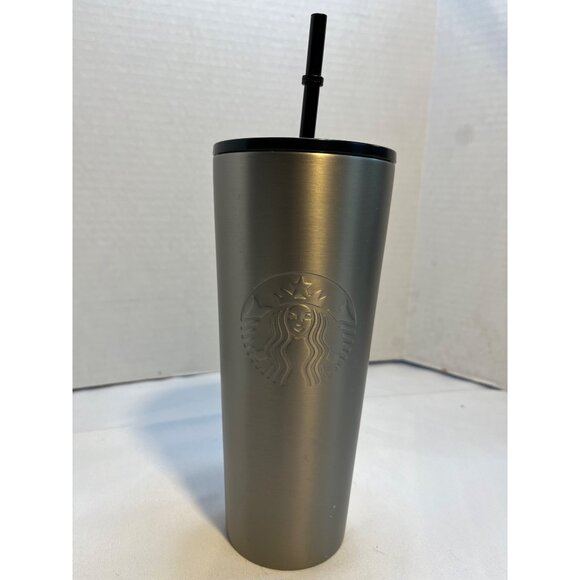 Starbucks  24 0z Matte Gunmetal Sliver and Black Tumbler 2022 Cold Drinks - Picture 1 of 10